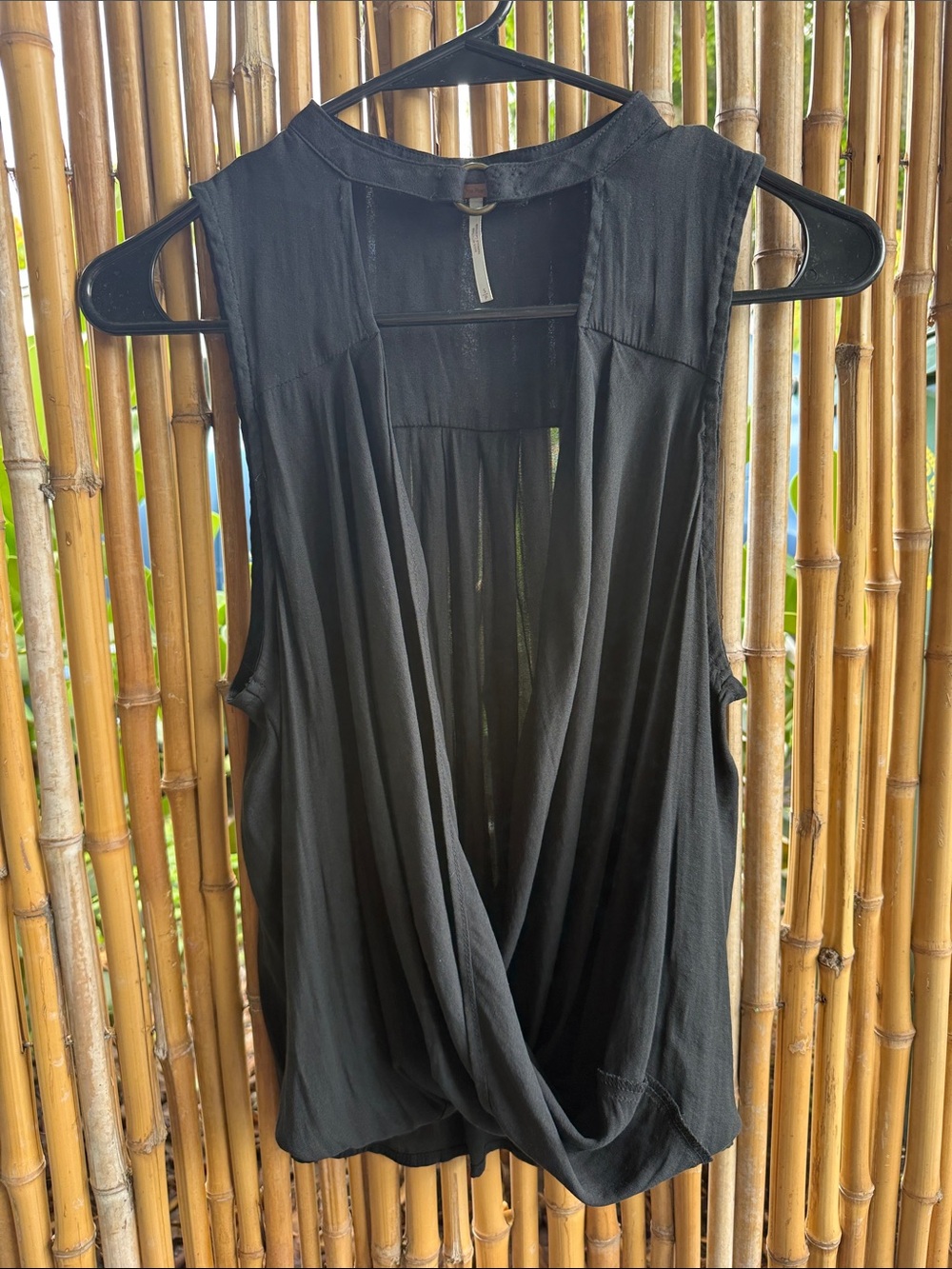 Free People Black Draped Sleeveless Blouse
